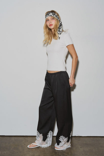 Lace Bottom Pants - Polkadots & Moonbeams LABeige BotanyBlackSLace Bottom Pants