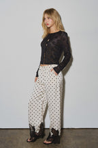 Lace Bottom Pants - Polkadots & Moonbeams LABeige BotanypolkadotsSLace Bottom Pants