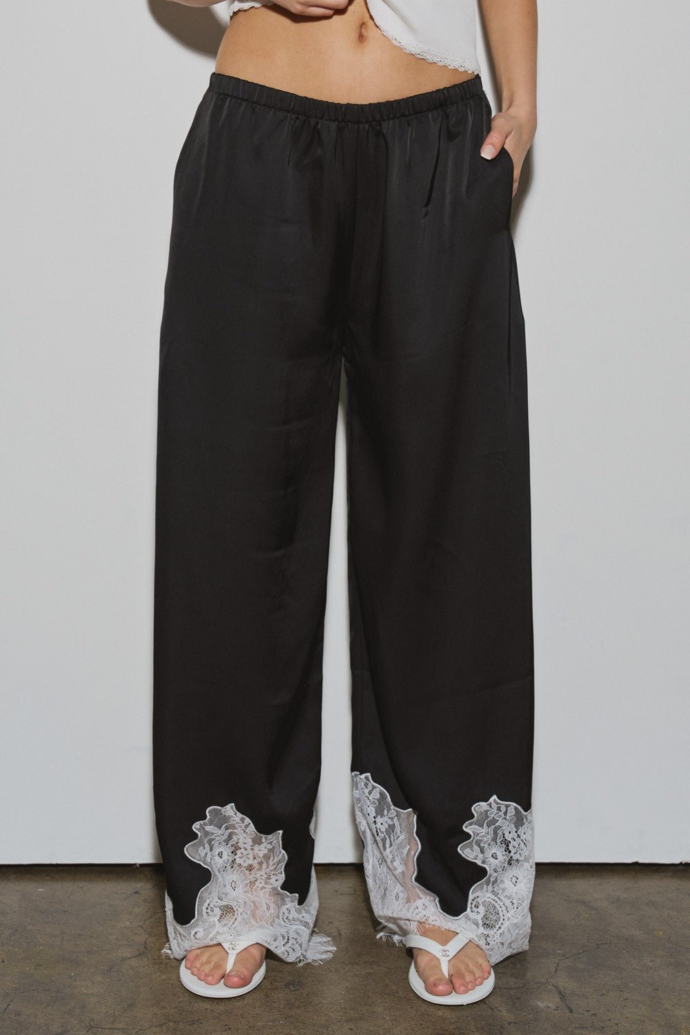 Lace Bottom Pants - Polkadots & Moonbeams LABeige BotanyBlackSLace Bottom Pants