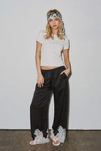 Lace Bottom Pants - Polkadots & Moonbeams LABeige BotanyBlackSLace Bottom Pants