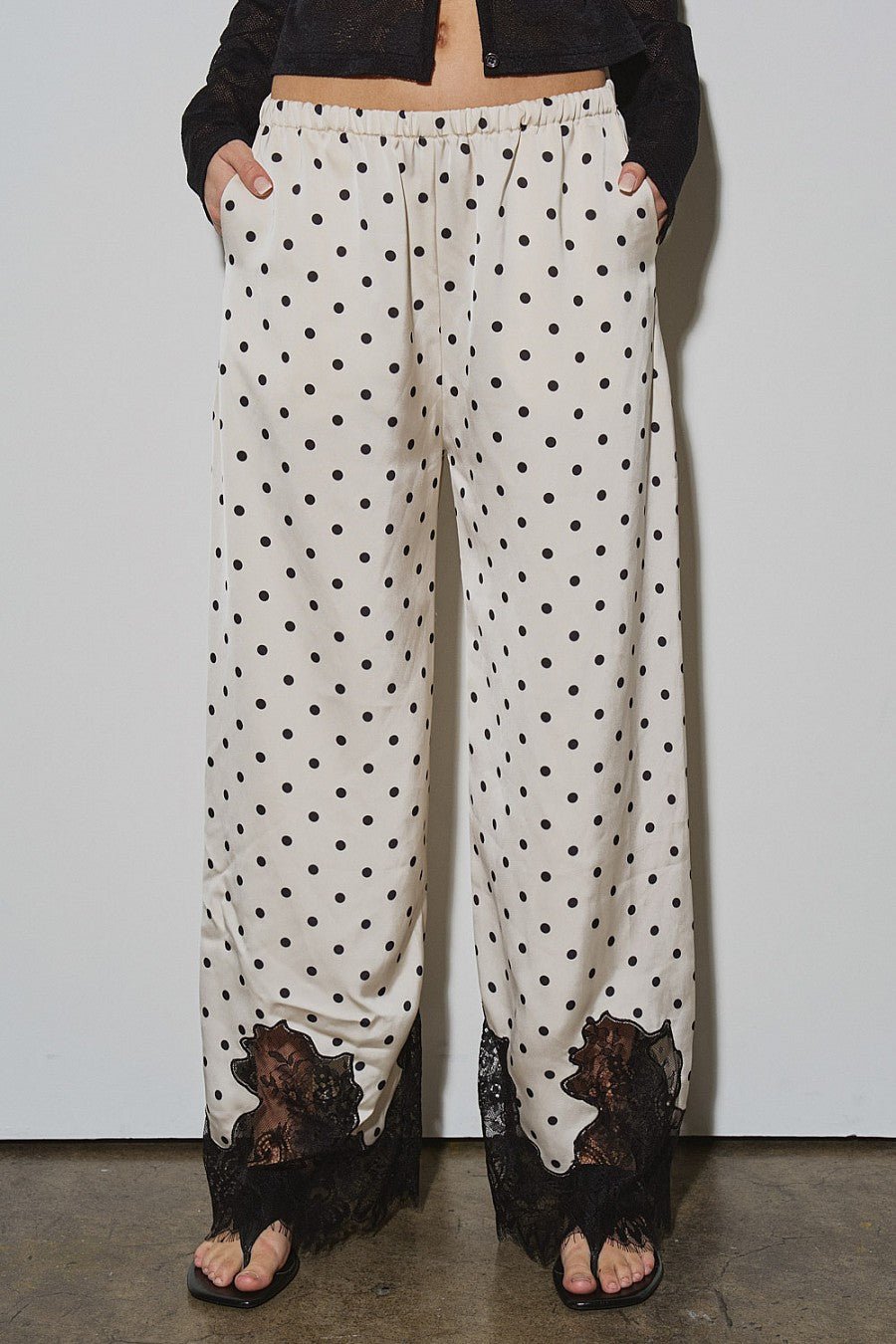Lace Bottom Pants - Polkadots & Moonbeams LABeige BotanypolkadotsSLace Bottom Pants
