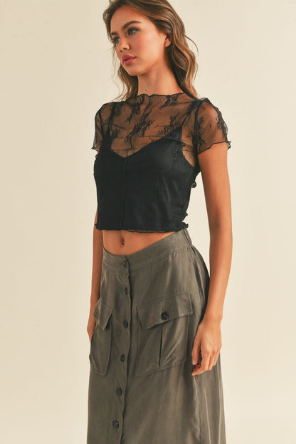 Lace Crop - Polkadots & Moonbeams LAPolkadots & MoonbeamsSBLACKLace Crop