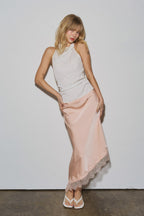 Lace Hem Midi Skirt - Polkadots & Moonbeams LABeige BotanyPinkSLace Hem Midi Skirt