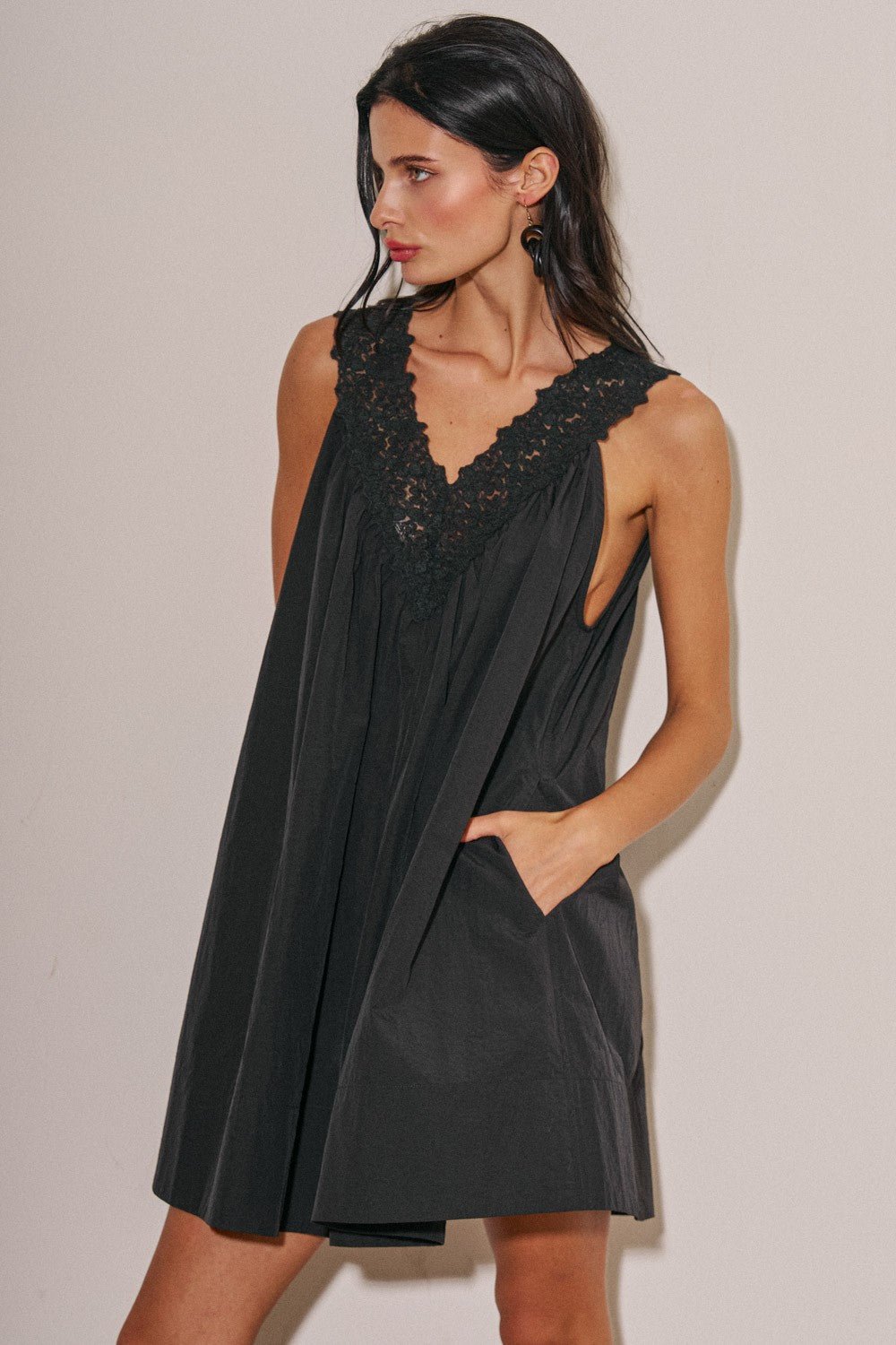 Lace Trim Mumu Mini - Polkadots & Moonbeams LAPolkadots & MoonbeamsBLACKS/MLace Trim Mumu Mini