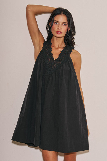 Lace Trim Mumu Mini - Polkadots & Moonbeams LAPolkadots & MoonbeamsBLACKS/MLace Trim Mumu Mini