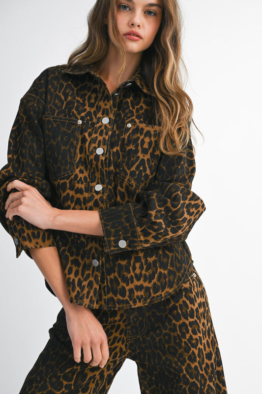 Pre-Order Leopard Denim Shacket