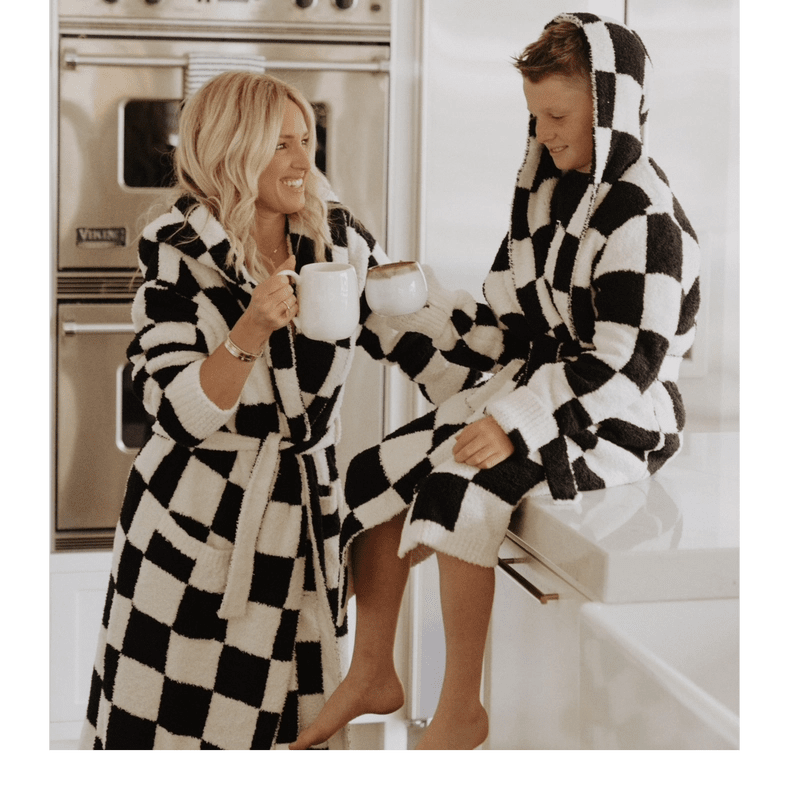 Luxe Check Robe - Polkadots & Moonbeams LALocal Beachtan/whiteLuxe Check Robe