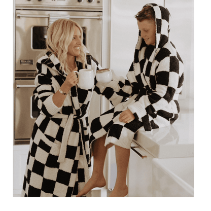 Luxe Check Robe - Polkadots & Moonbeams LALocal Beachtan/whiteLuxe Check Robe