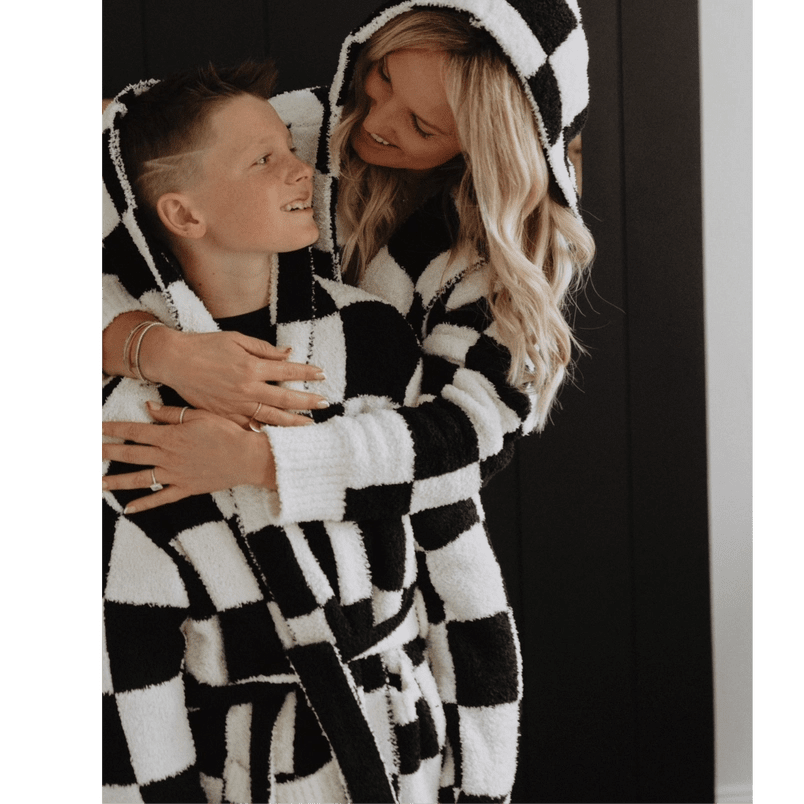 Luxe Check Robe - Polkadots & Moonbeams LALocal Beachtan/whiteLuxe Check Robe