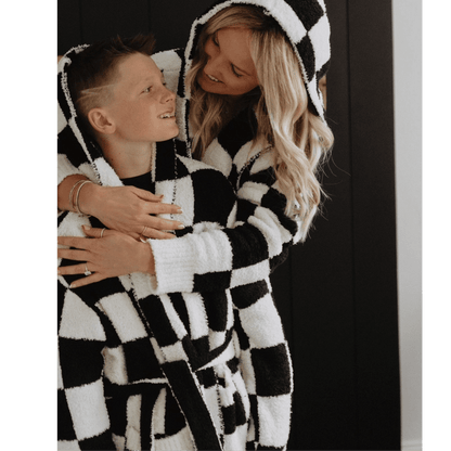 Luxe Check Robe - Polkadots & Moonbeams LALocal Beachtan/whiteLuxe Check Robe