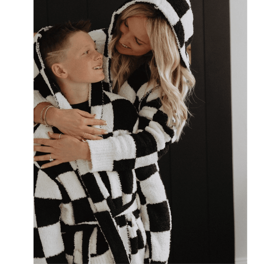 Luxe Check Robe - Polkadots & Moonbeams LALocal Beachtan/whiteLuxe Check Robe