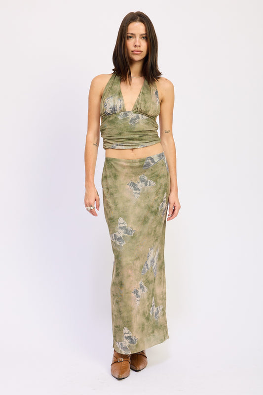 Mesh Butterfly Maxi Skirt