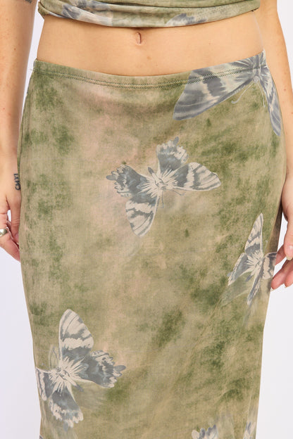 Mesh Butterfly Maxi Skirt