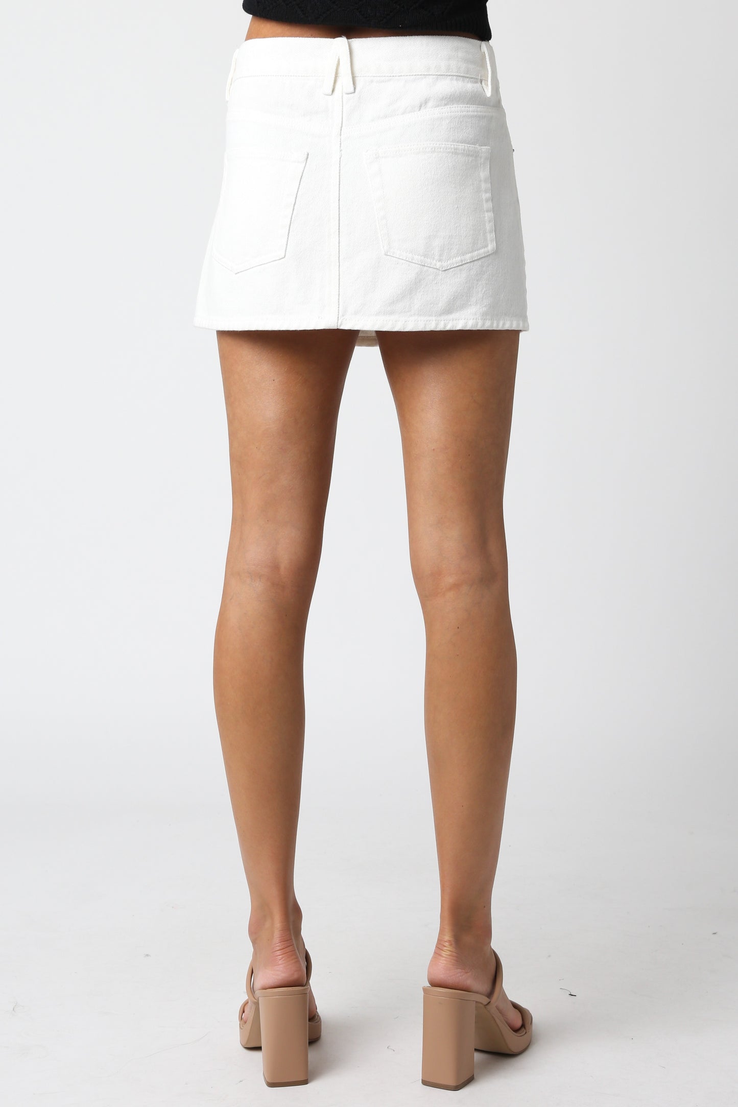 White Denim Mini Skirt