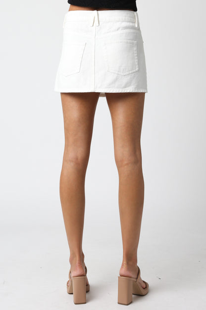 White Denim Mini Skirt