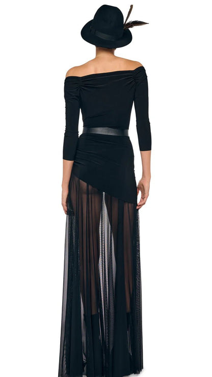 Off Shoulder Sweetheart Combo Flared Gown - From the brand Norma Kamali
