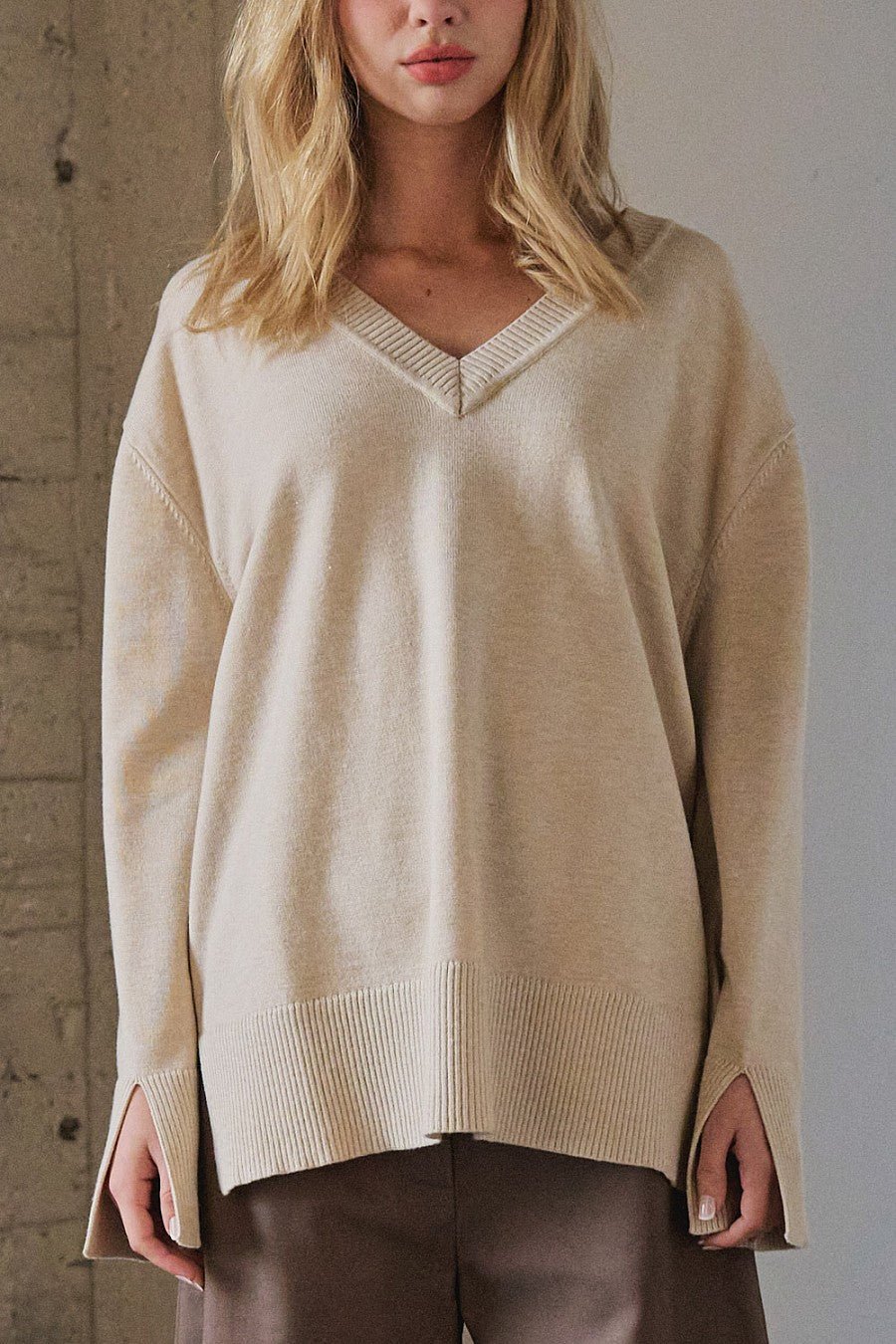 Oversized Knit Sweater - Polkadots & Moonbeams LABeige MossWhiteS/MOversized Knit Sweater