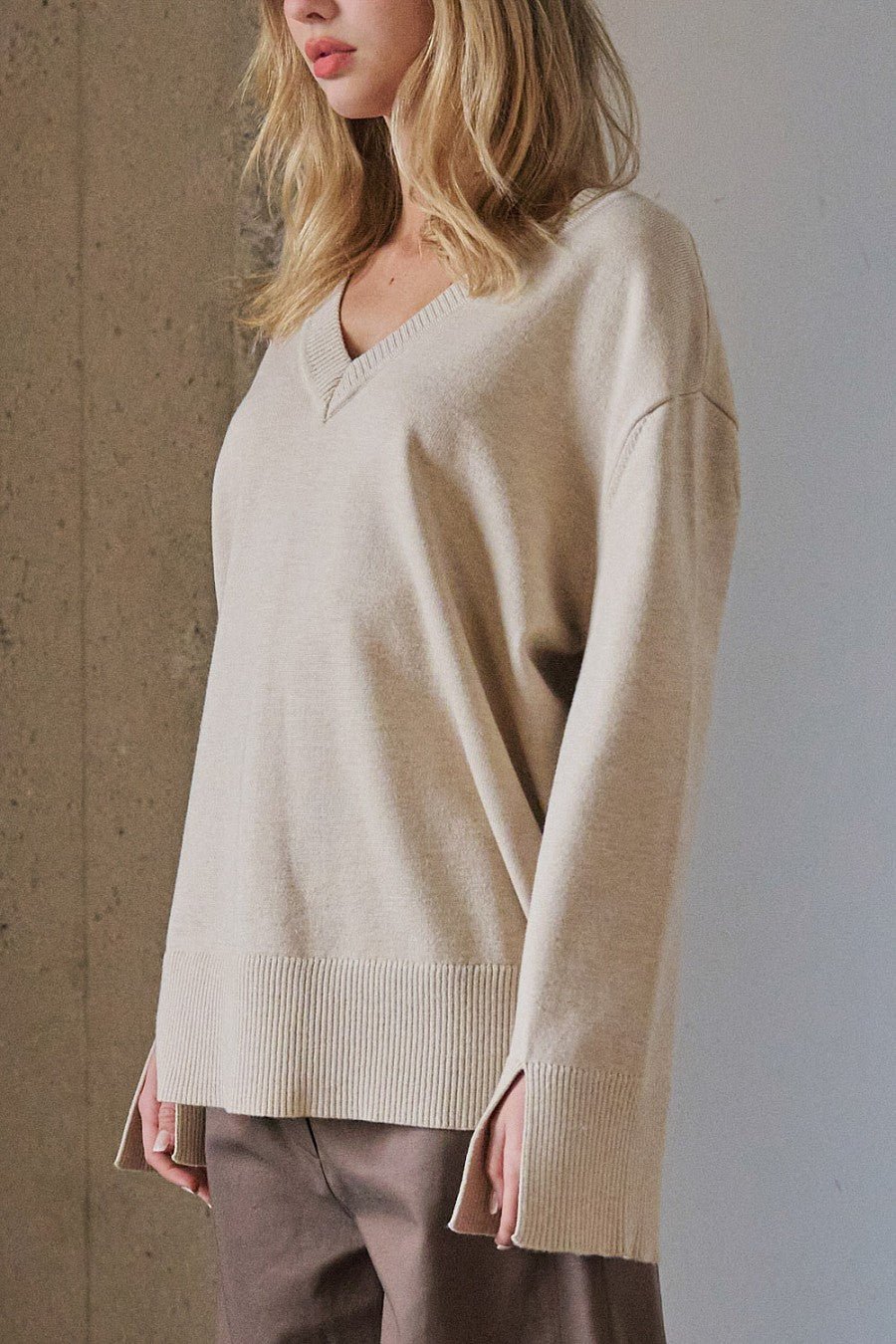 Oversized Knit Sweater - Polkadots & Moonbeams LABeige MossWhiteS/MOversized Knit Sweater