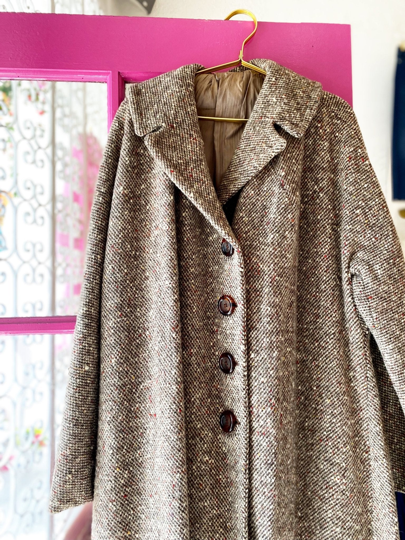 Oversized Tweed Car Coat - Polkadots & Moonbeams LAVintageOversized Tweed Car Coat