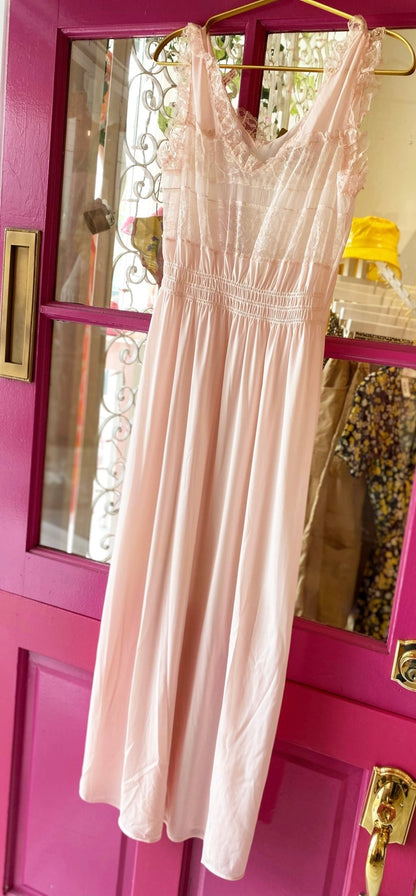 Pale Pink Ruffle Maxi Dress - Polkadots & Moonbeams LAVintagePale Pink Ruffle Maxi Dress