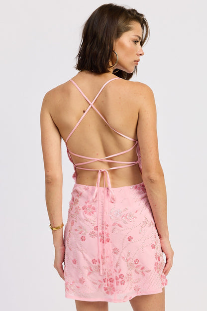 Paris Beaded Mini Dress - Polkadots & Moonbeams LAPolkadots & MoonbeamsPinkSParis Beaded Mini Dress