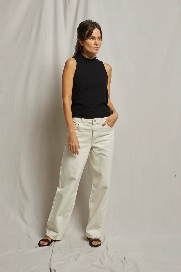 Phoebe Mock Neck Top - Polkadots & Moonbeams LAPerfect White TeeBLACKXSPhoebe Mock Neck Top