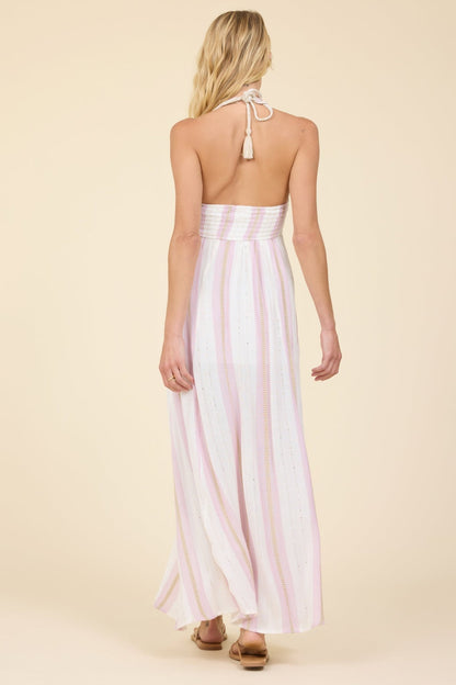 Pink Dust Stripe Halter Maxi - Polkadots & Moonbeams LAPolkadots & Moonbeams LASPink Dust Stripe Halter Maxi