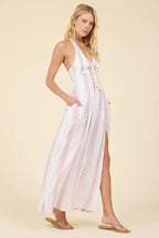 Pink Dust Stripe Halter Maxi - Polkadots & Moonbeams LAPolkadots & Moonbeams LASPink Dust Stripe Halter Maxi