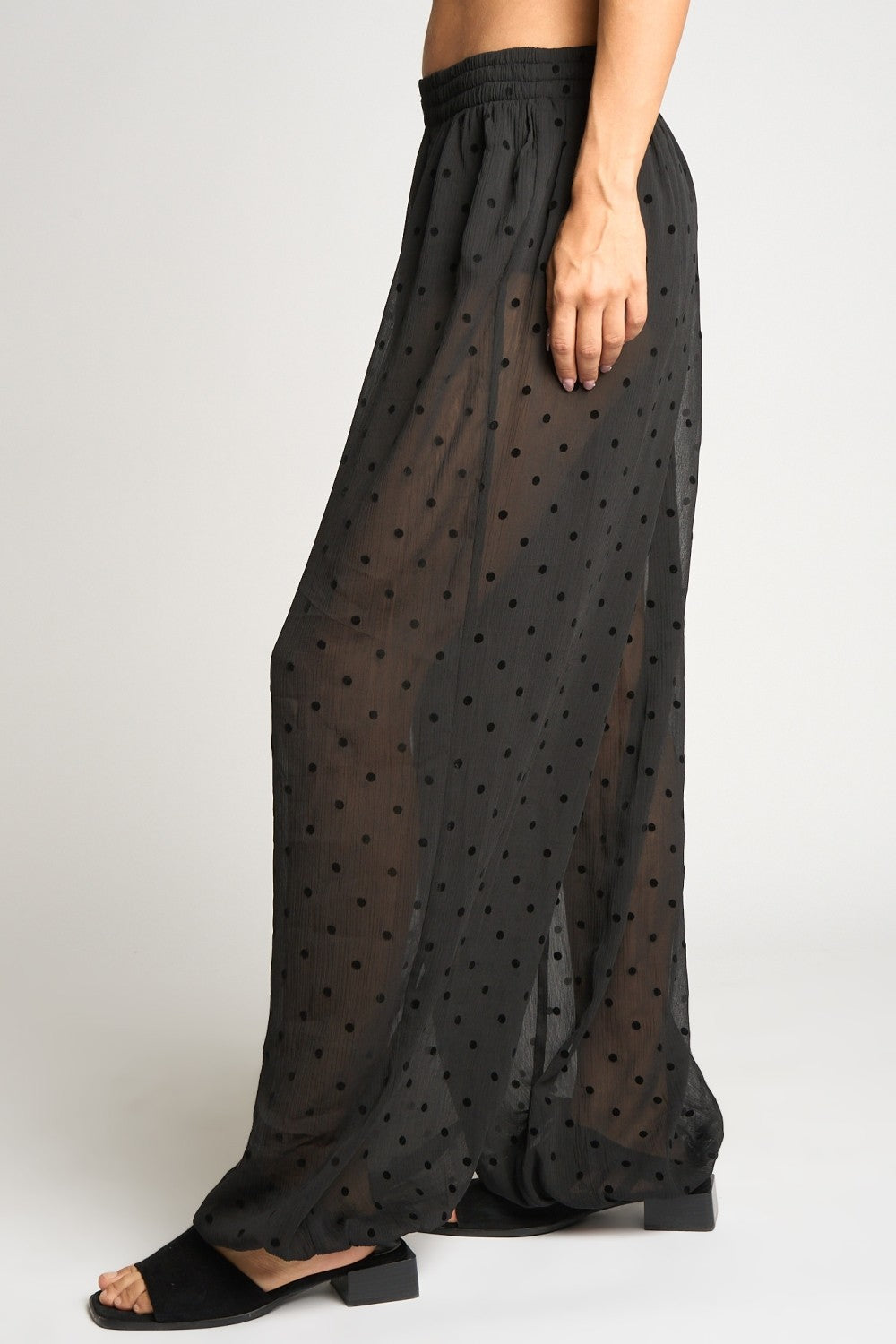 Sheer Polkadots Harem Pants