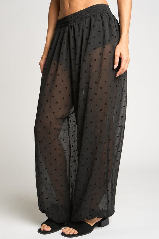 Sheer Polkadots Harem Pants