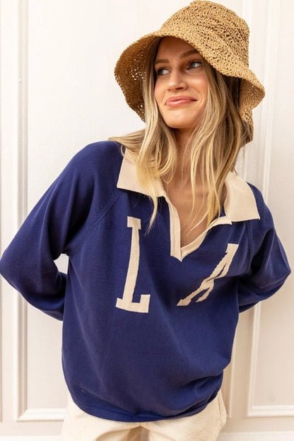 PRE-ORDER LA Knit Pullover - Polkadots & Moonbeams LAPolkadots & MoonbeamsNavySPRE-ORDER LA Knit Pullover