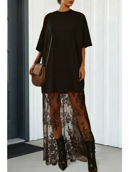 Pre-Order Lace Maxi Shirt Dress - Polkadots & Moonbeams LAPolkadots & MoonbeamsBlackSPre-Order Lace Maxi Shirt Dress