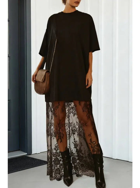 Pre-Order Lace Maxi Shirt Dress - Polkadots & Moonbeams LAPolkadots & MoonbeamsBlackSPre-Order Lace Maxi Shirt Dress