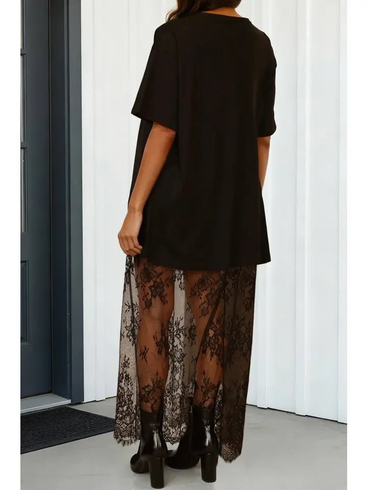 Pre-Order Lace Maxi Shirt Dress - Polkadots & Moonbeams LAPolkadots & MoonbeamsBlackSPre-Order Lace Maxi Shirt Dress