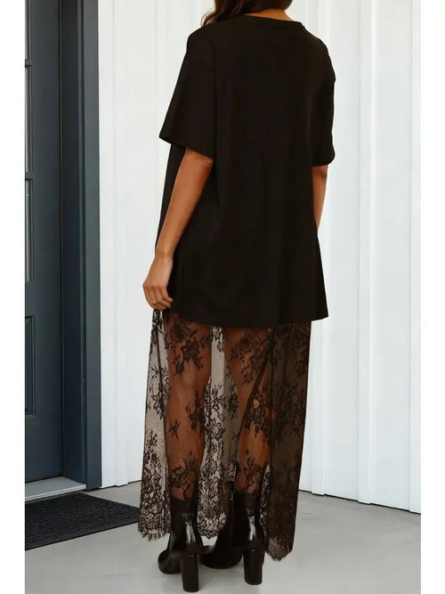 Pre-Order Lace Maxi Shirt Dress - Polkadots & Moonbeams LAPolkadots & MoonbeamsBlackSPre-Order Lace Maxi Shirt Dress