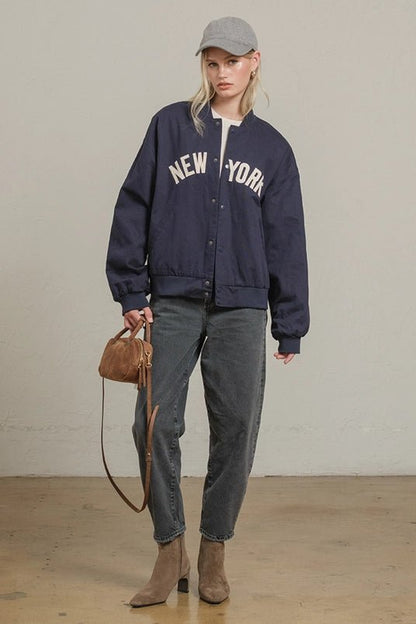 PRE-ORDER NY Bomber - Polkadots & Moonbeams LAPolkadots & MoonbeamsNavySPRE-ORDER NY Bomber