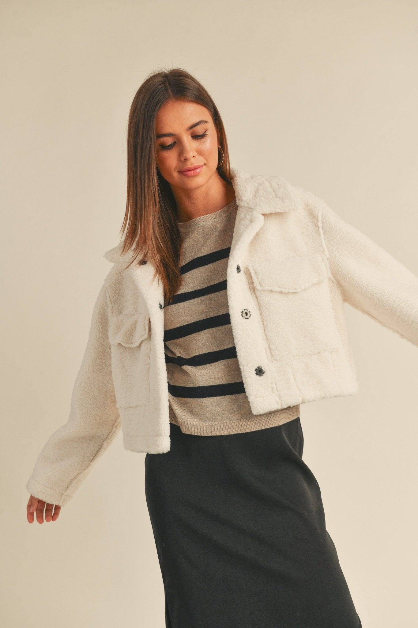 Reverse Sherpa Jacket - Polkadots & Moonbeams LAPolkadots & MoonbeamsivorySReverse Sherpa Jacket