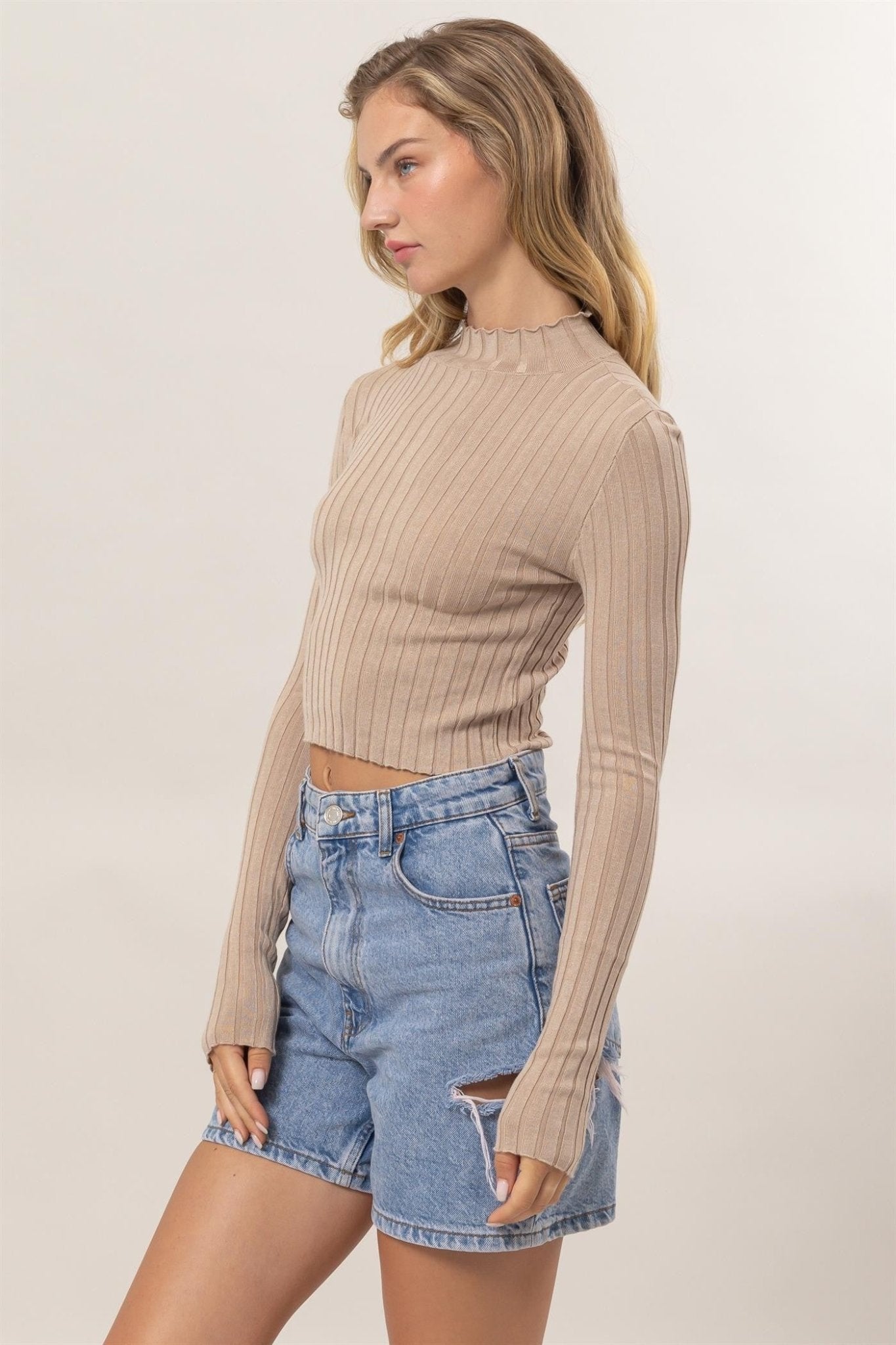 Rib Mock Turtleneck Top - Polkadots & Moonbeams LAPolkadots & MoonbeamsBlackSRib Mock Turtleneck Top