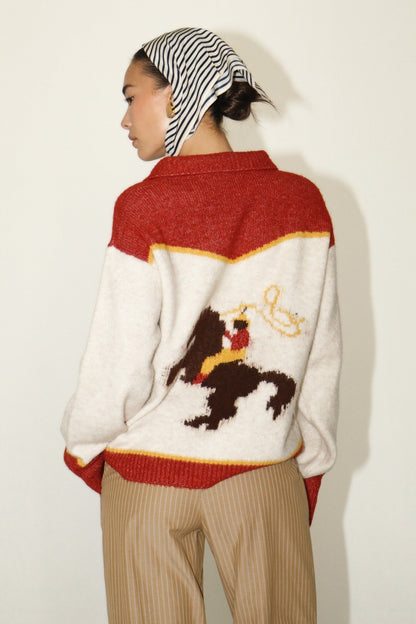 Rodeo Cowboy Sweater - Polkadots & Moonbeams LABailey RoseRED/WHITEXSRodeo Cowboy Sweater