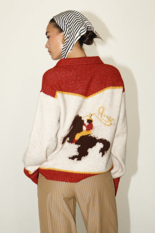 Rodeo Cowboy Sweater - Polkadots & Moonbeams LABailey RoseRED/WHITEXSRodeo Cowboy Sweater