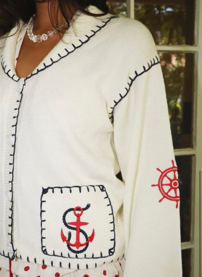 Sailor Whipstitch Cardigan - Polkadots & Moonbeams LABailey RoseivoryXSSailor Whipstitch Cardigan