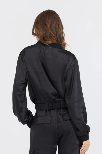 Satin Bomber - Polkadots & Moonbeams LAVintage HavanaBlackSSatin Bomber