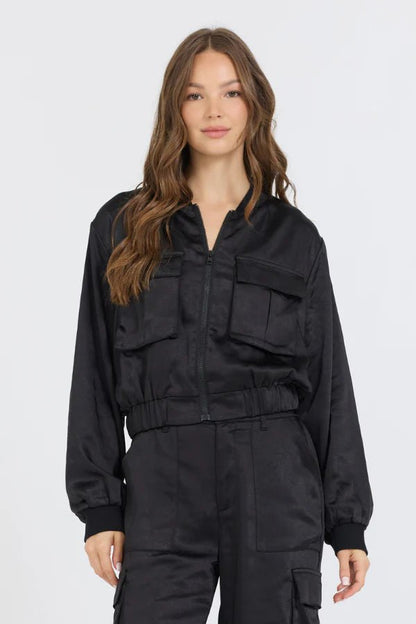 Satin Bomber - Polkadots & Moonbeams LAVintage HavanaBlackSSatin Bomber