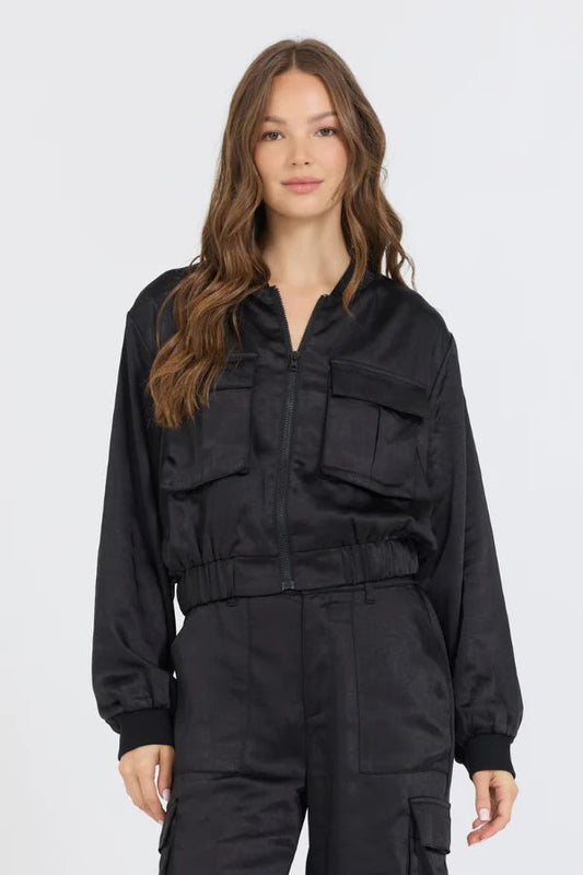 Satin Bomber - Polkadots & Moonbeams LAVintage HavanaBlackSSatin Bomber