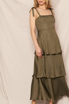 Satin Tiered Maxi - Polkadots & Moonbeams LAPolkadots & MoonbeamsGREENSSatin Tiered Maxi
