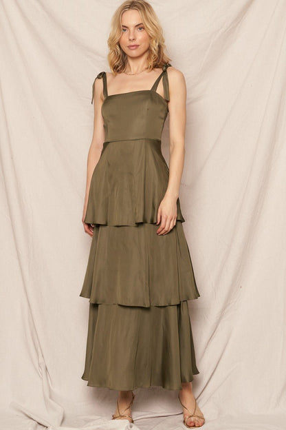 Satin Tiered Maxi - Polkadots & Moonbeams LAPolkadots & MoonbeamsGREENSSatin Tiered Maxi
