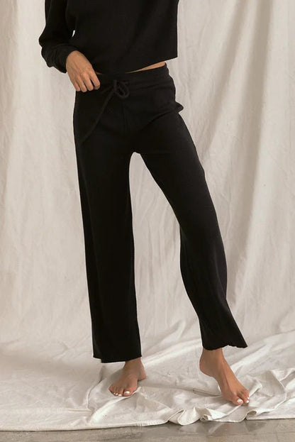 Selena Ribbed Pants - Polkadots & Moonbeams LAPerfect White TeeXSBLACKSelena Ribbed Pants
