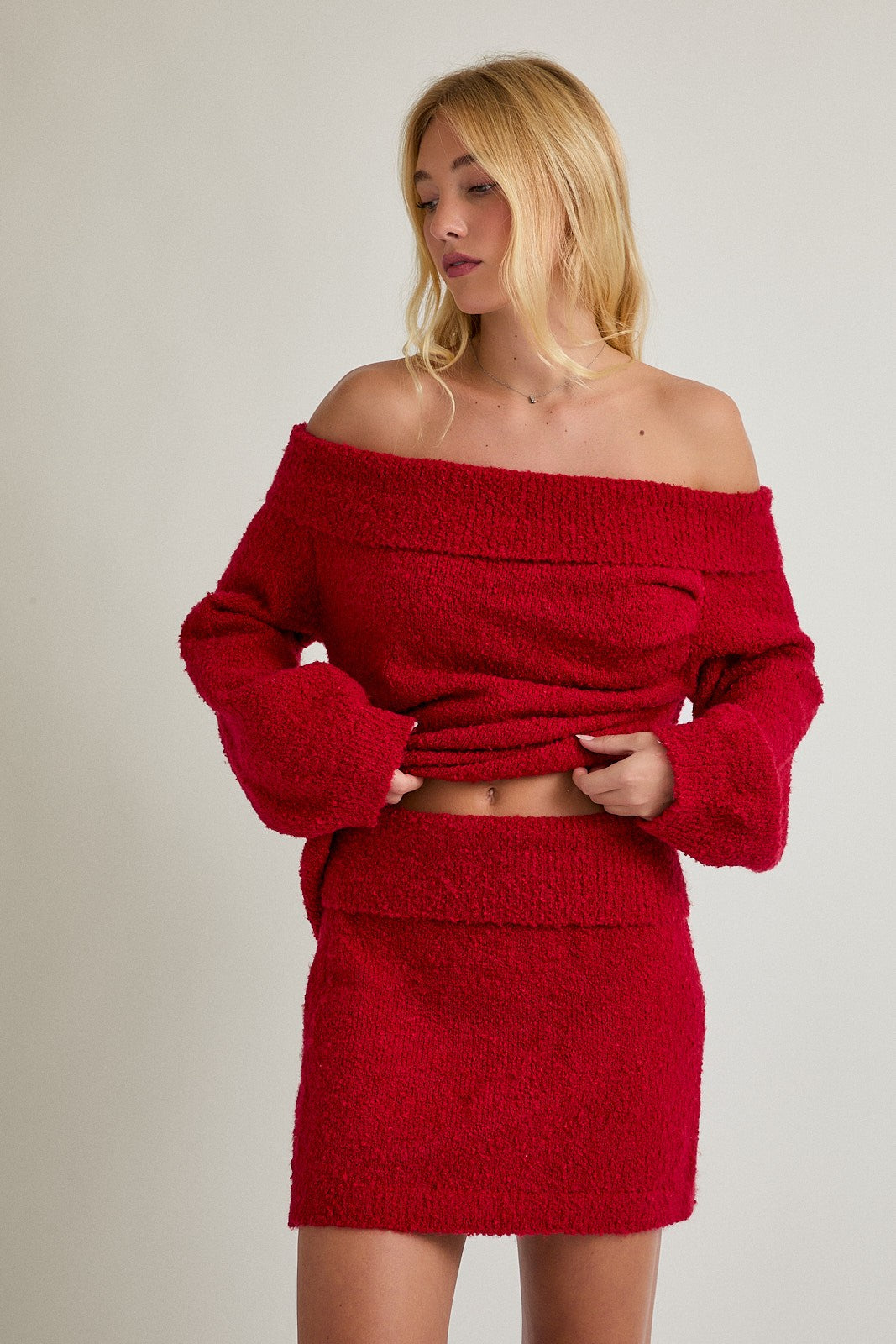 Boucle Off Shoulder Top
