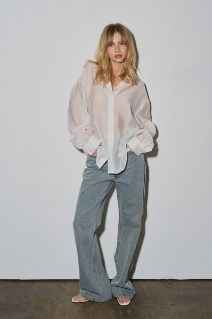 Sheer Blouse - Polkadots & Moonbeams LABeige BotanyWhiteS/MSheer Blouse