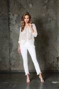 Sheer Cargo Pocket Blouse - Polkadots & Moonbeams LAMaven WestWhiteXSSheer Cargo Pocket Blouse